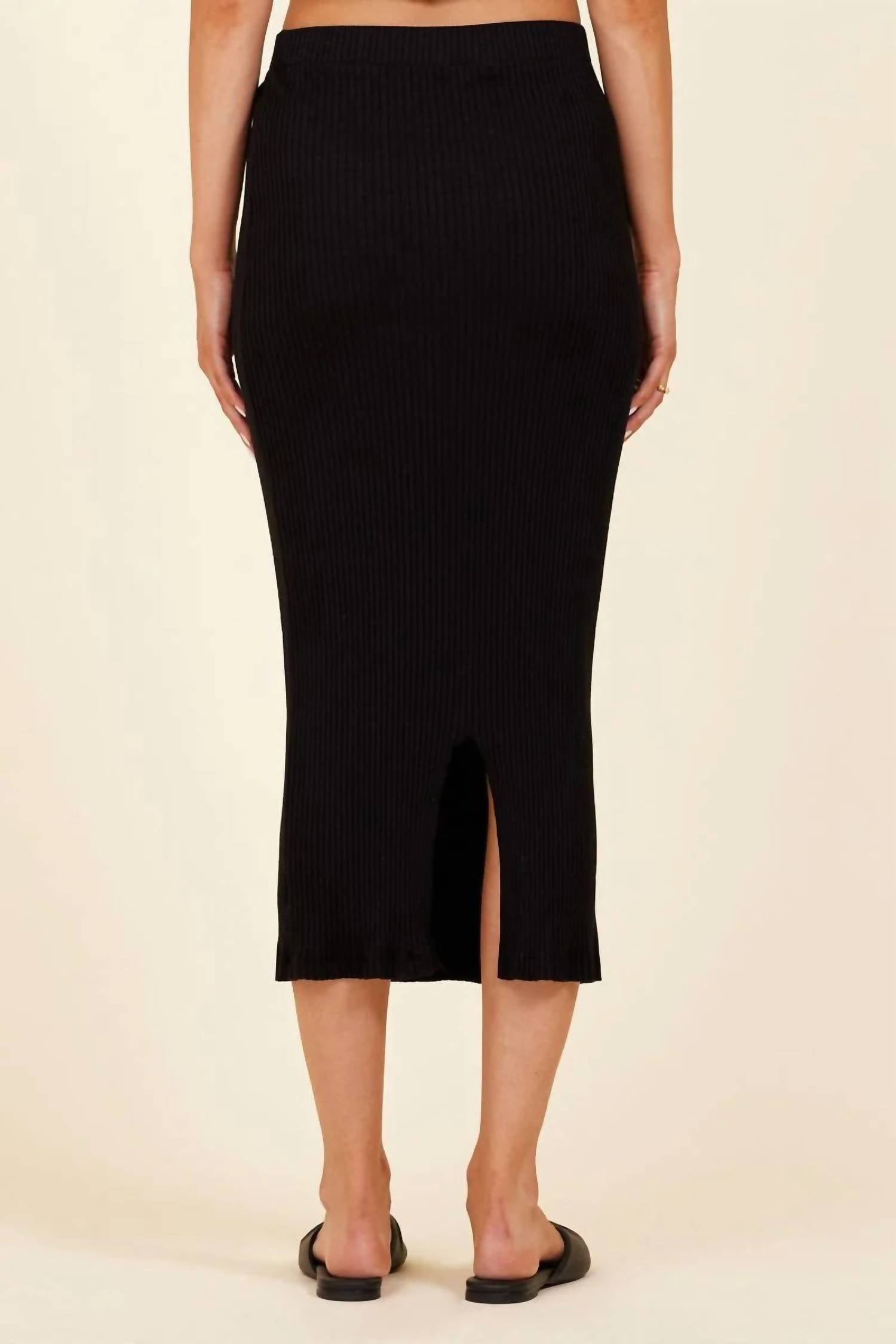 LAmade Slim Rib Midi Skirt in spanish villa - women's skirt - detail view