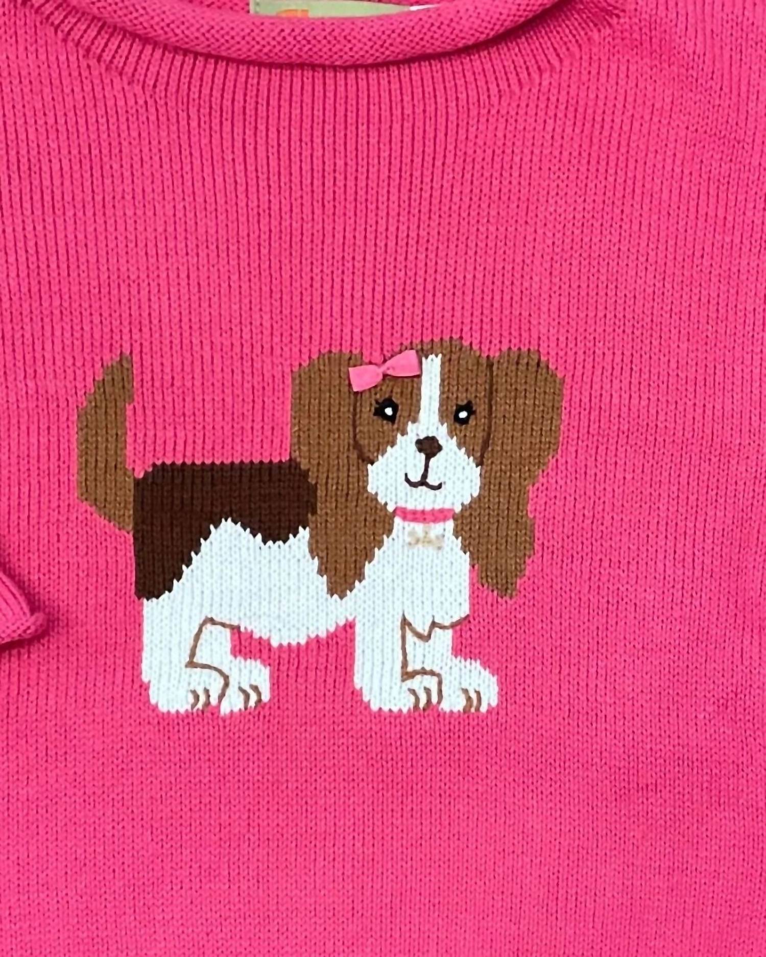 Luigi Kids - Girl's Cocker Spaniel With Bow Intarsia Sweater
