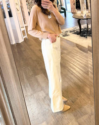 AG Jeans Women's Saige High Rise Wide Leg Trousers in powder ecru - women's jeans - view 5