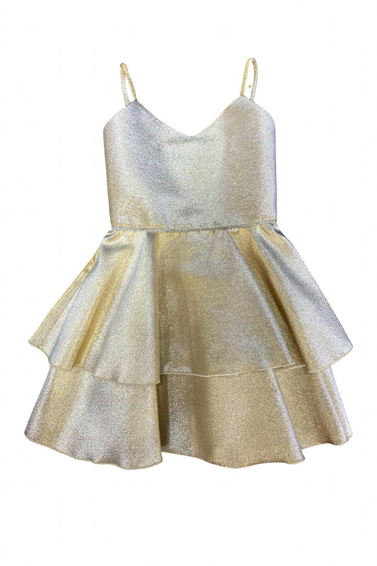 Dolls & Divas Couture - Girls' Platinum Shimmer Tinsley Dress