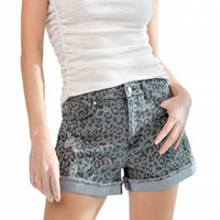 Easel - Wild Side Leopard Denim Short