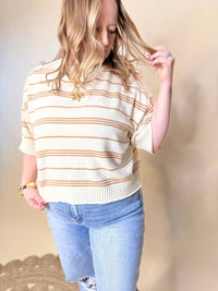 ee:some Striped Short Sleeve Sweater in yellow - women's sweater