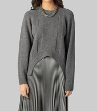 Plan C Long Sleeve Crewneck Sweater in pewter grey - women's sweater
