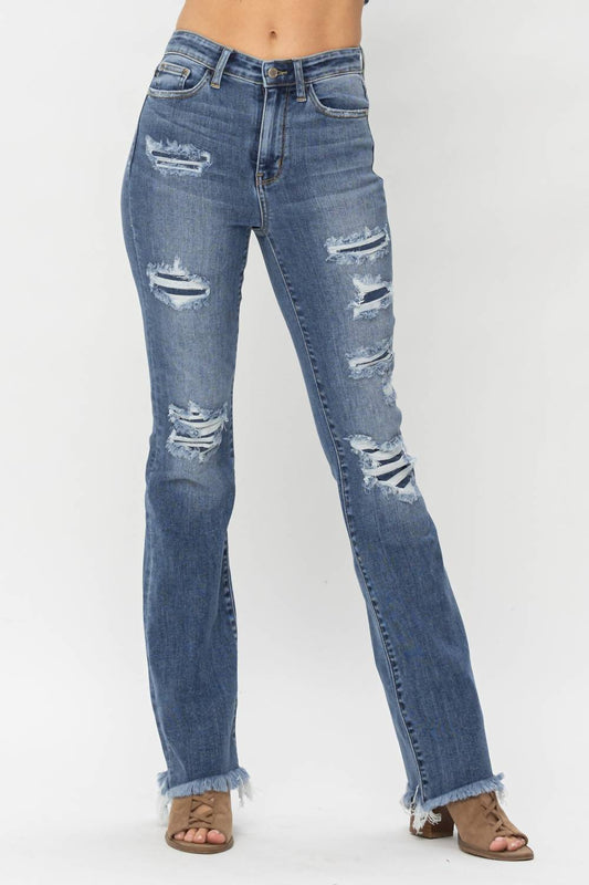 Judy Blue - High Waist Patched Bootcut Jeans