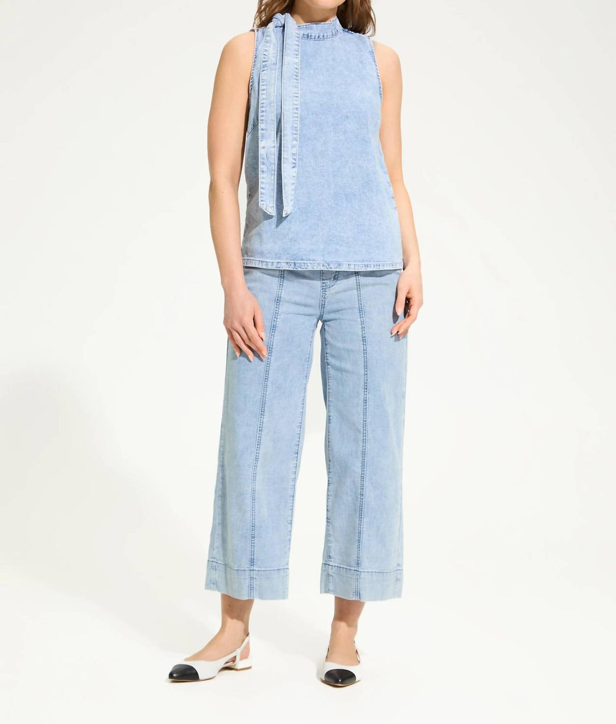 Fdj - Sleeveless Bow Neck Top