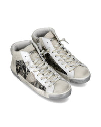 PHILIPPE MODEL Women's Prsx High-top Sneaker in metal jacquard blanc platinum - women's sneaker - detail view