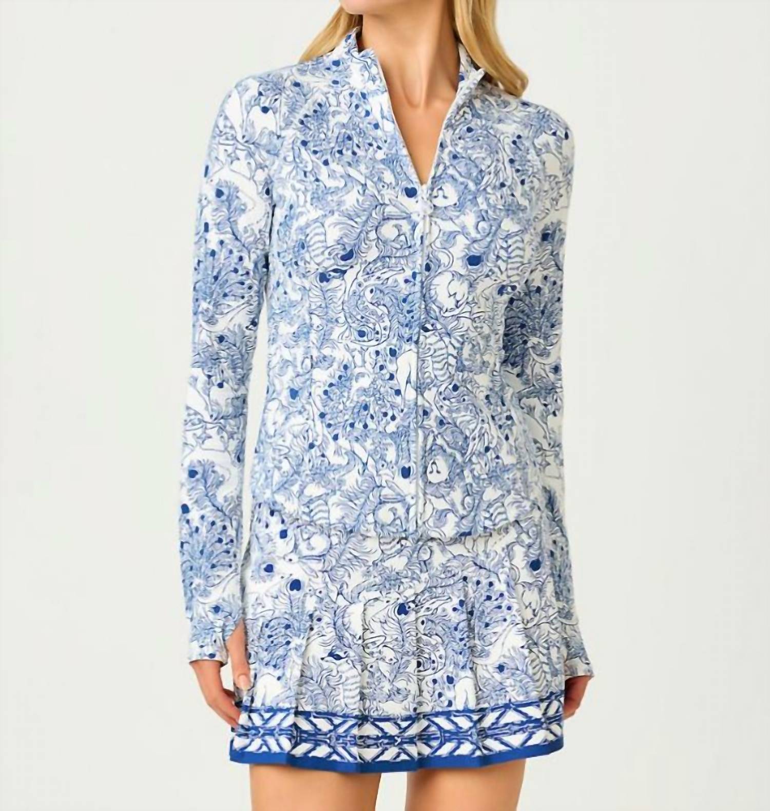 Lilly Pulitzer BARBADOS UPF 50+ ZIP-UP JACKET in starlight navy - women's jacket - detail view