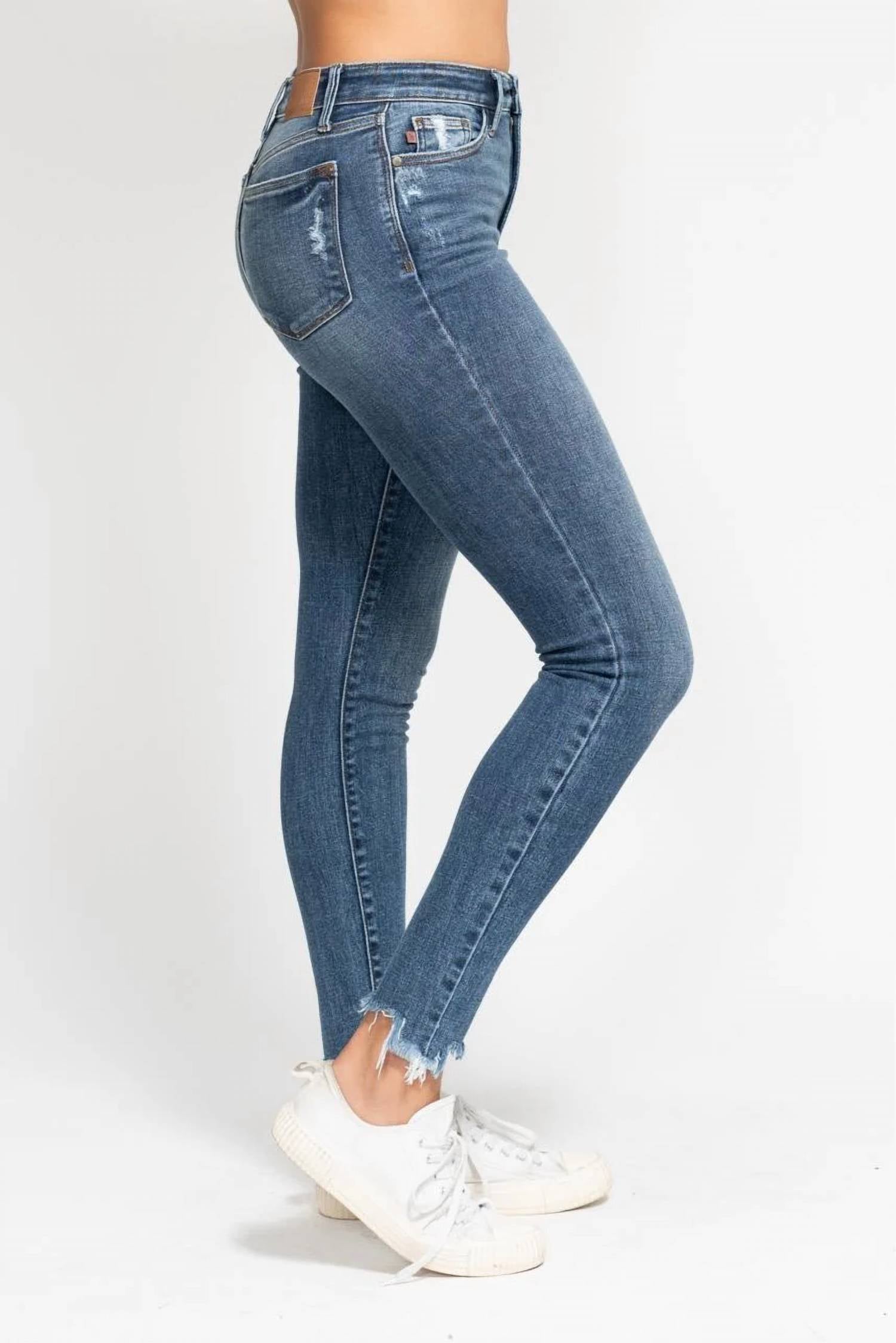Judy Blue - Destroy Sharkbite Hem High Waist Skinny Jeans