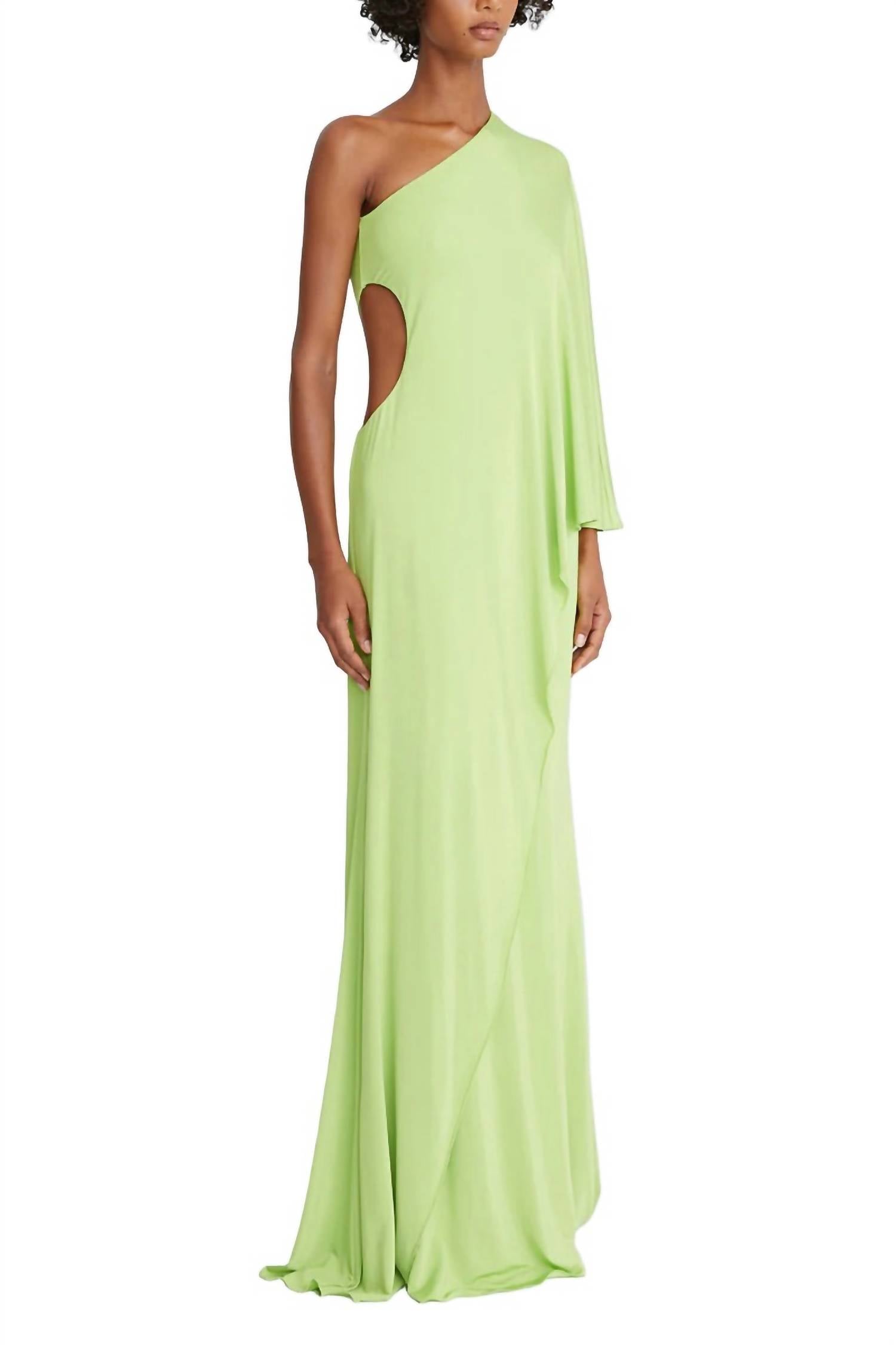 Halston Heritage - One Shoulder Column Cascade Jersey Gown