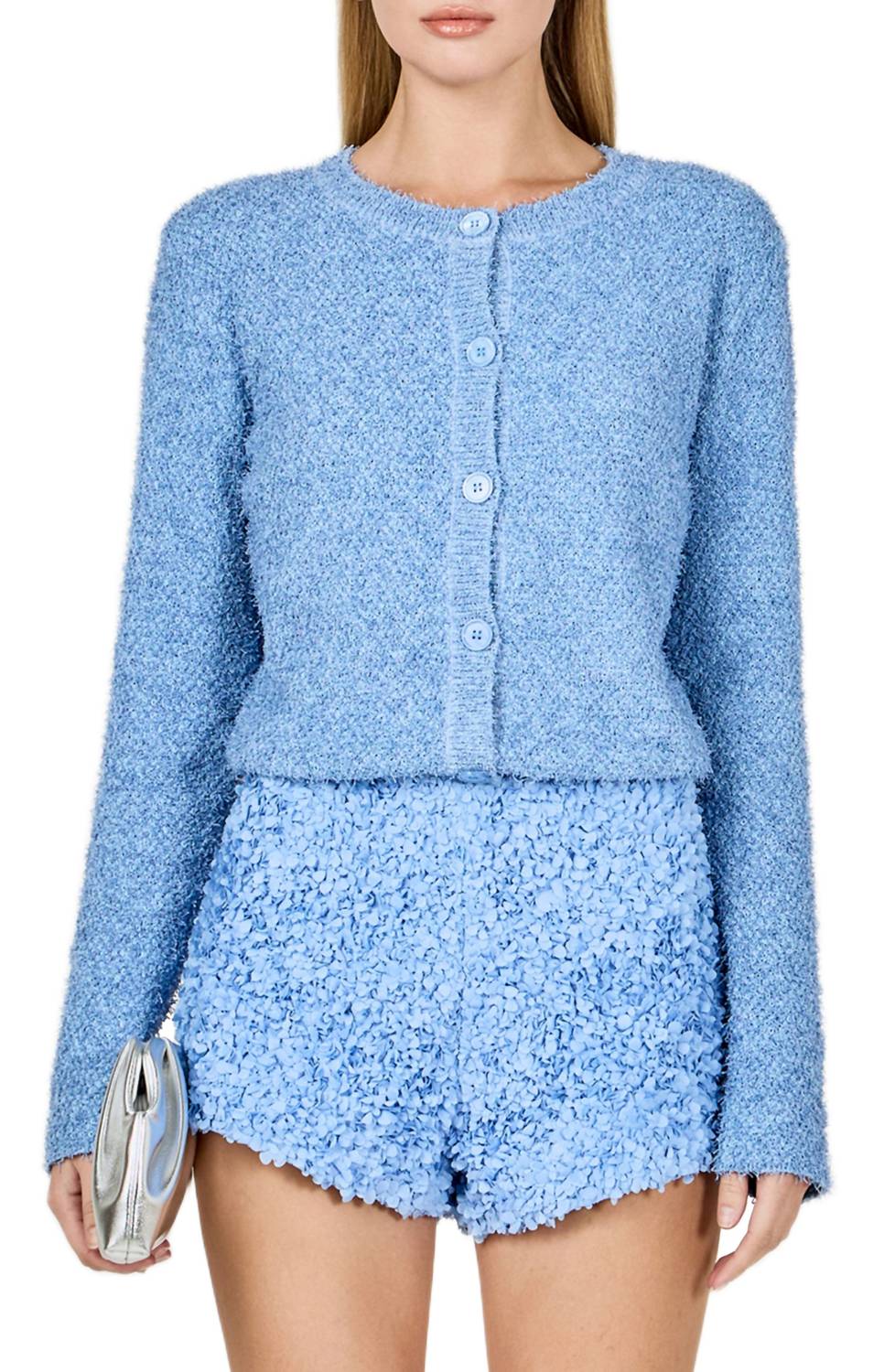 2.7 August Apparel - Textured Buttoned Cardigan