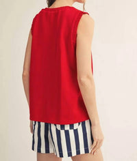 Jodifl Women's Easy Everyday Sleeveless Top in red - women's tank top - detail view