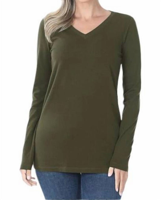 Zenana - Kristy V-Neck Long Sleeve Top