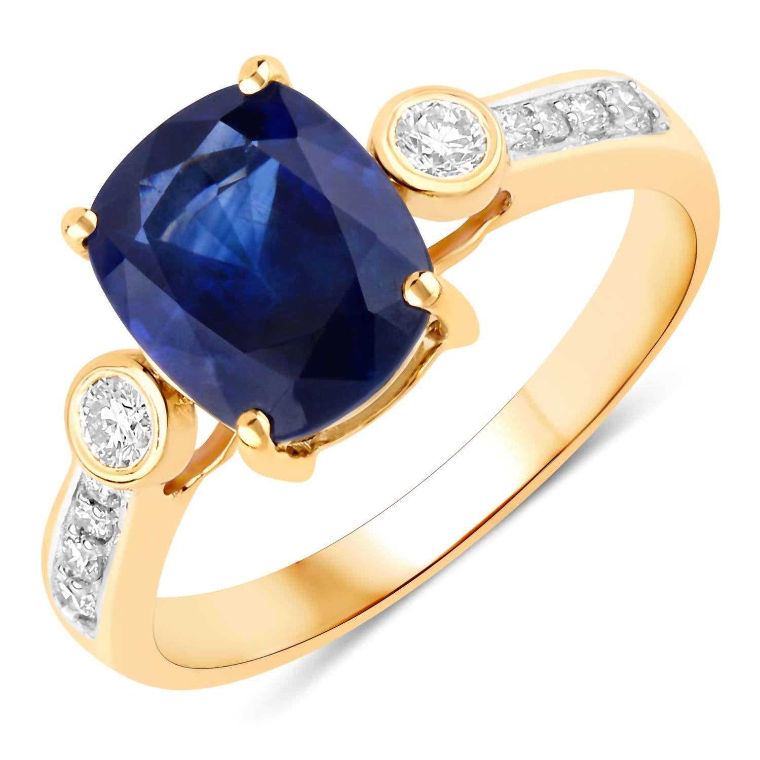 Diana M Jewels Women's Cushion Natural Sapphire Fashion Ring (3.02 Ct) - Signature Plus in 18k yellow gold - women's jewelry