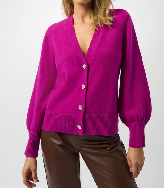 Joseph Ribkoff - V-neck Puff Sleeve Cardigan