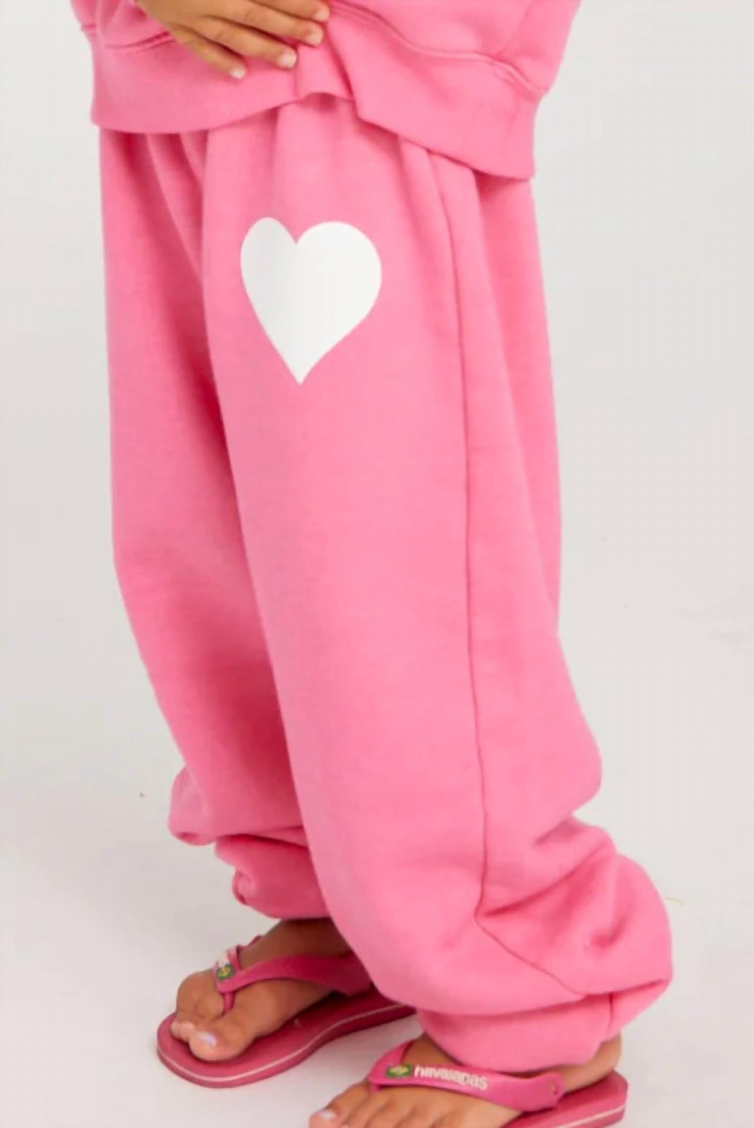 SPRWMN Kids Heart Sweatpants in peony - kids' joggers - alternate view