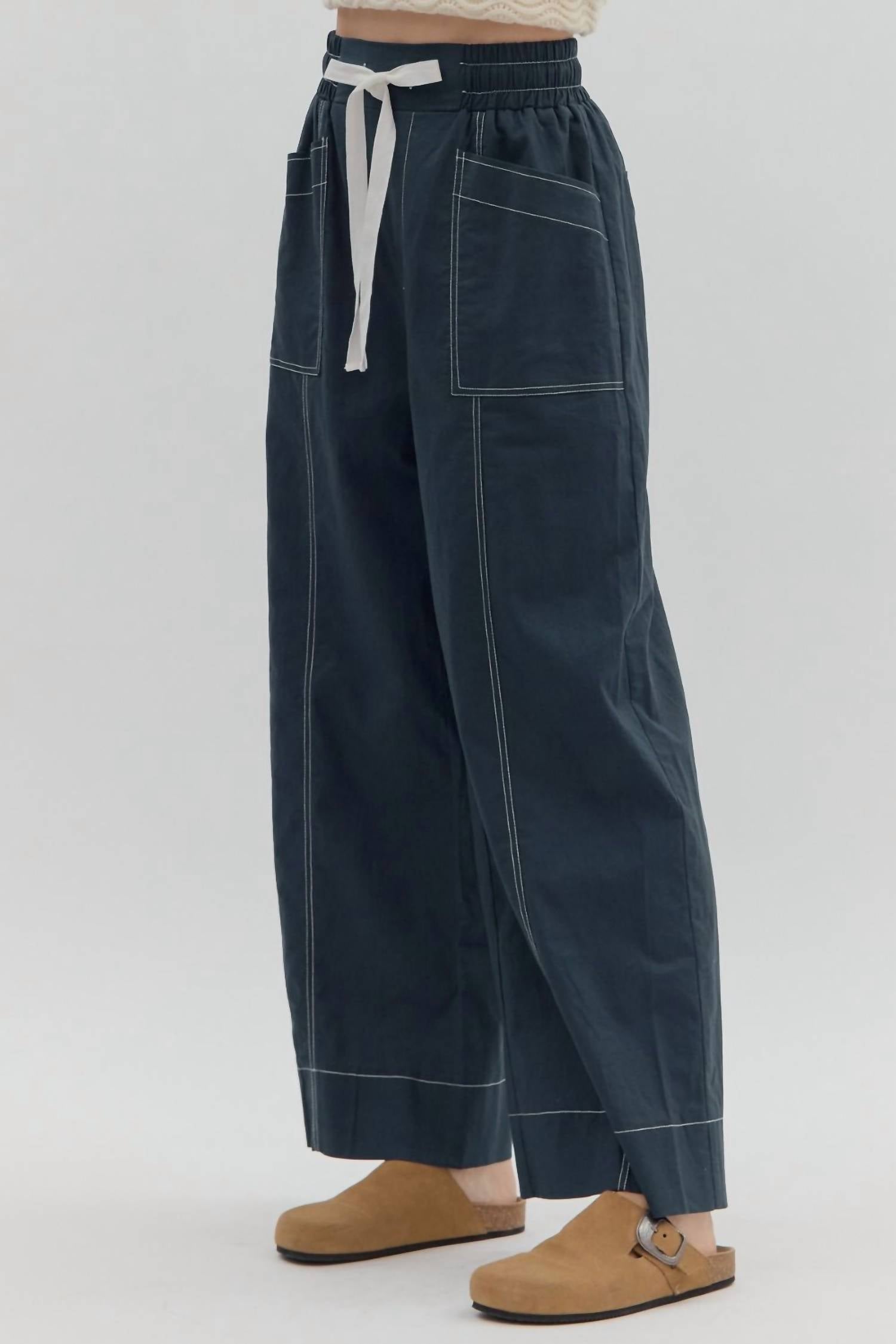 Entro - Penelope High-waist Drawstring Wide-leg Pants