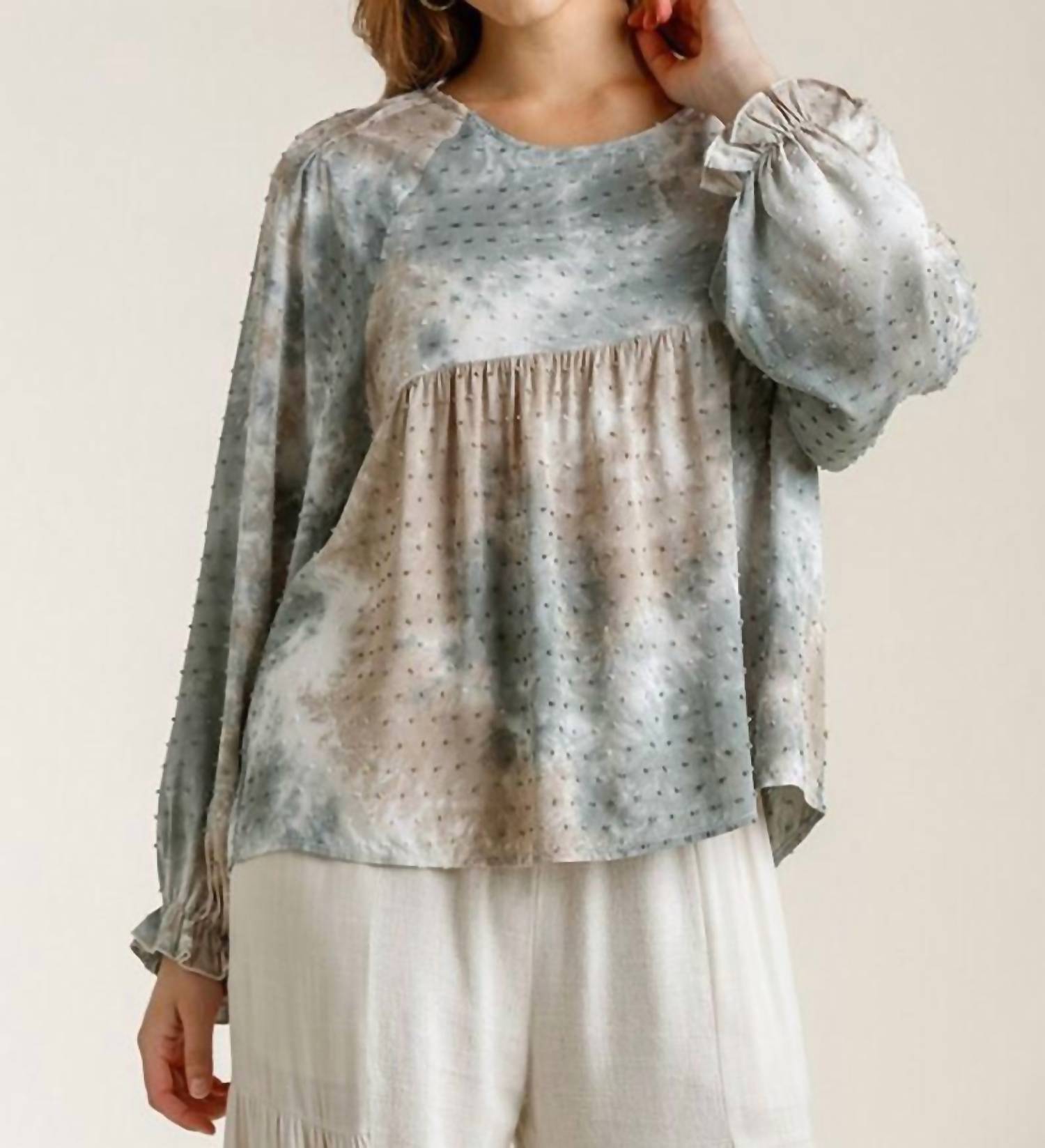 Umgee - Swiss Dot Babydoll Blouse