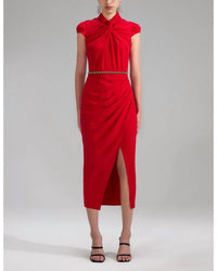 Self-Portrait - Crepe Ruched Midi Dress
