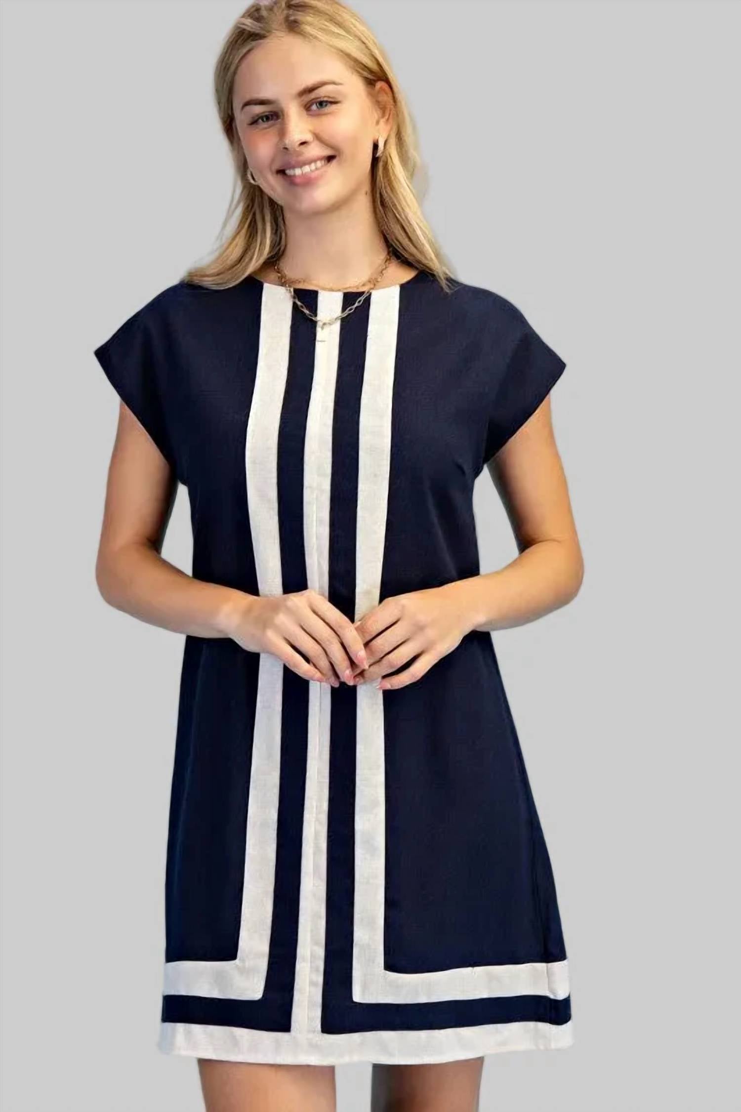 Gigio - Linen Round Neck Mini Dress