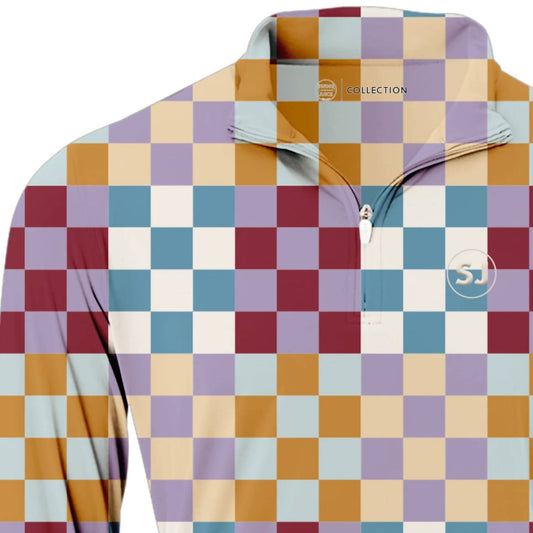 Swingjuice - Men's Golf Checker Quarter Zip Sweatshirt