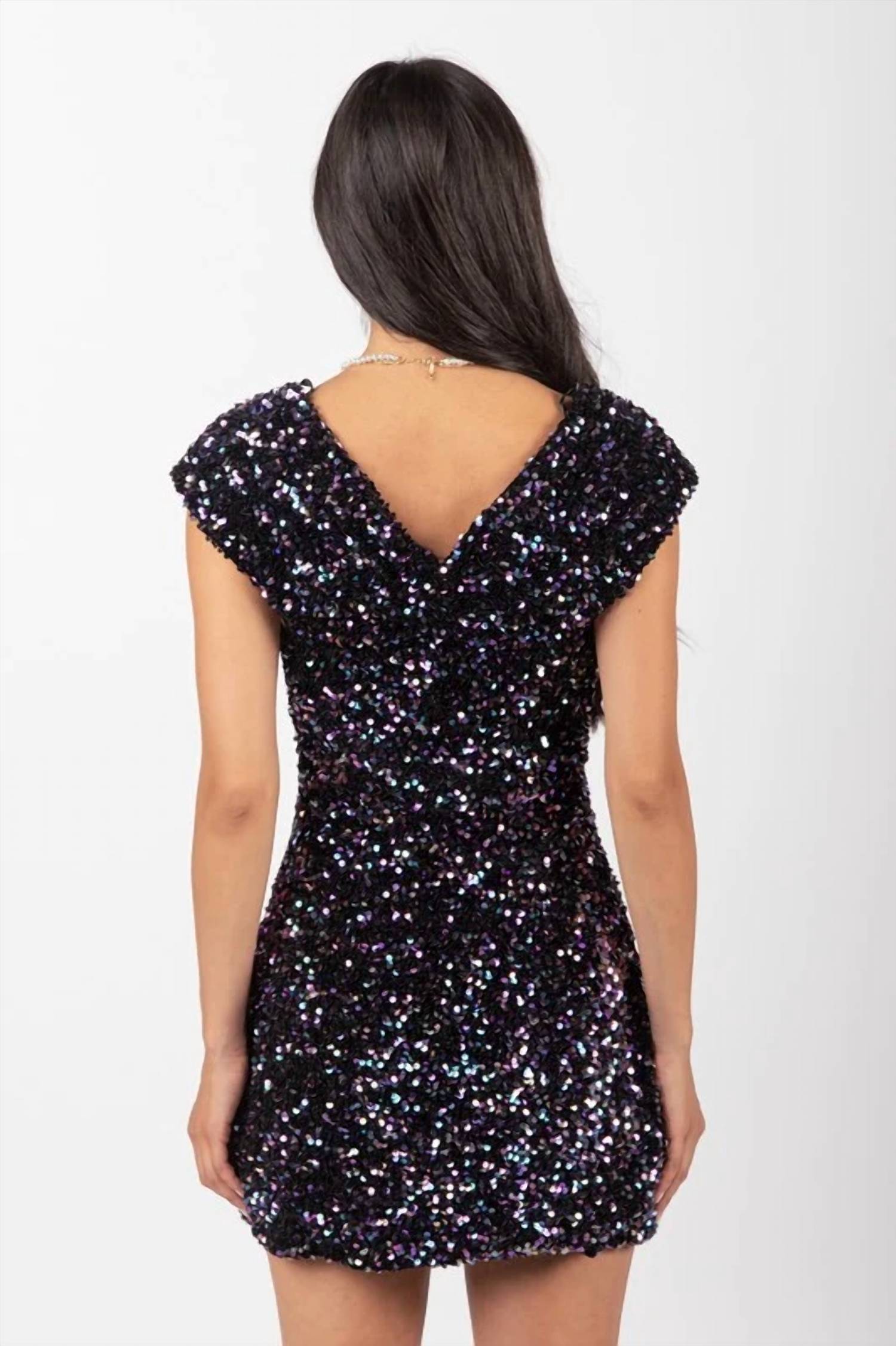 Very J - Off Shoulder Fitted Sequin Mini Dress