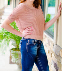 Kensie - Short Sleeve Sweater Top