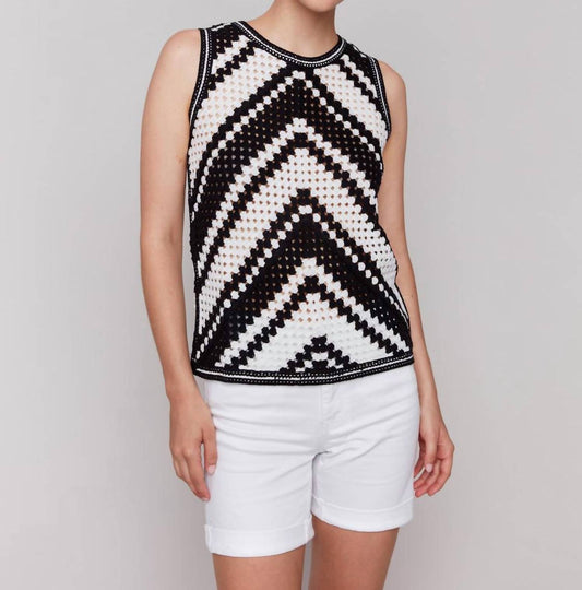 Charlie B - Sleeveless Crochet Crew Neck Top