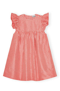 Ganni - Crinkled Taffeta Check Frill Mini Dress