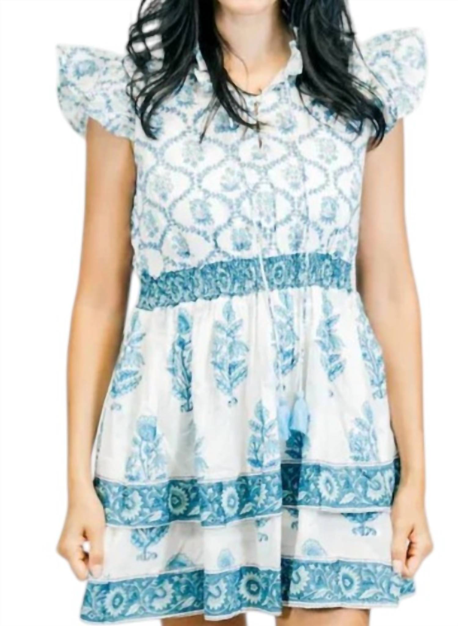 VICTORIA DUNN Stella Mini Dress in primrose - women's dress - detail view
