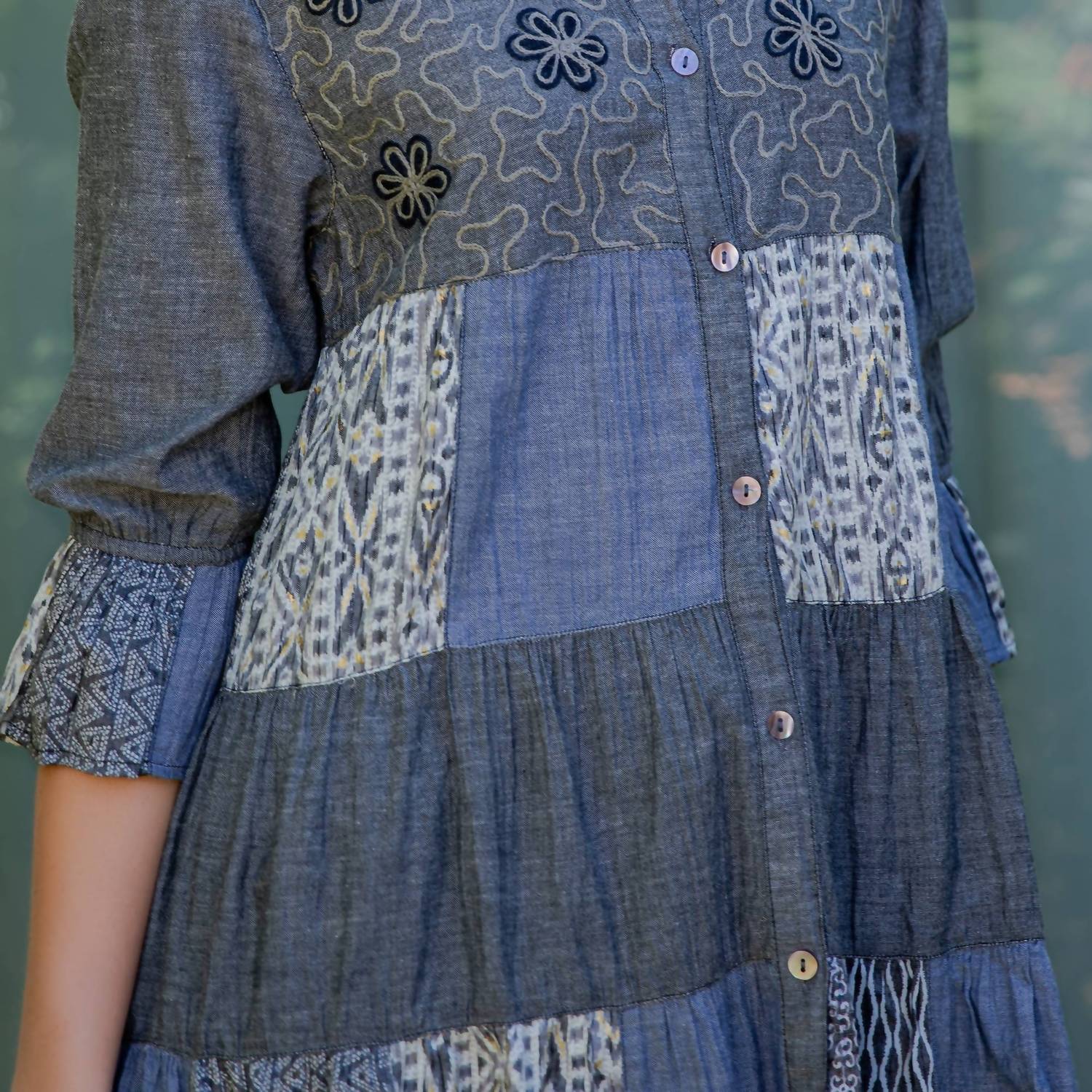 Young Threads - 3/4 Ruffle Sleeves Western Blouse Top