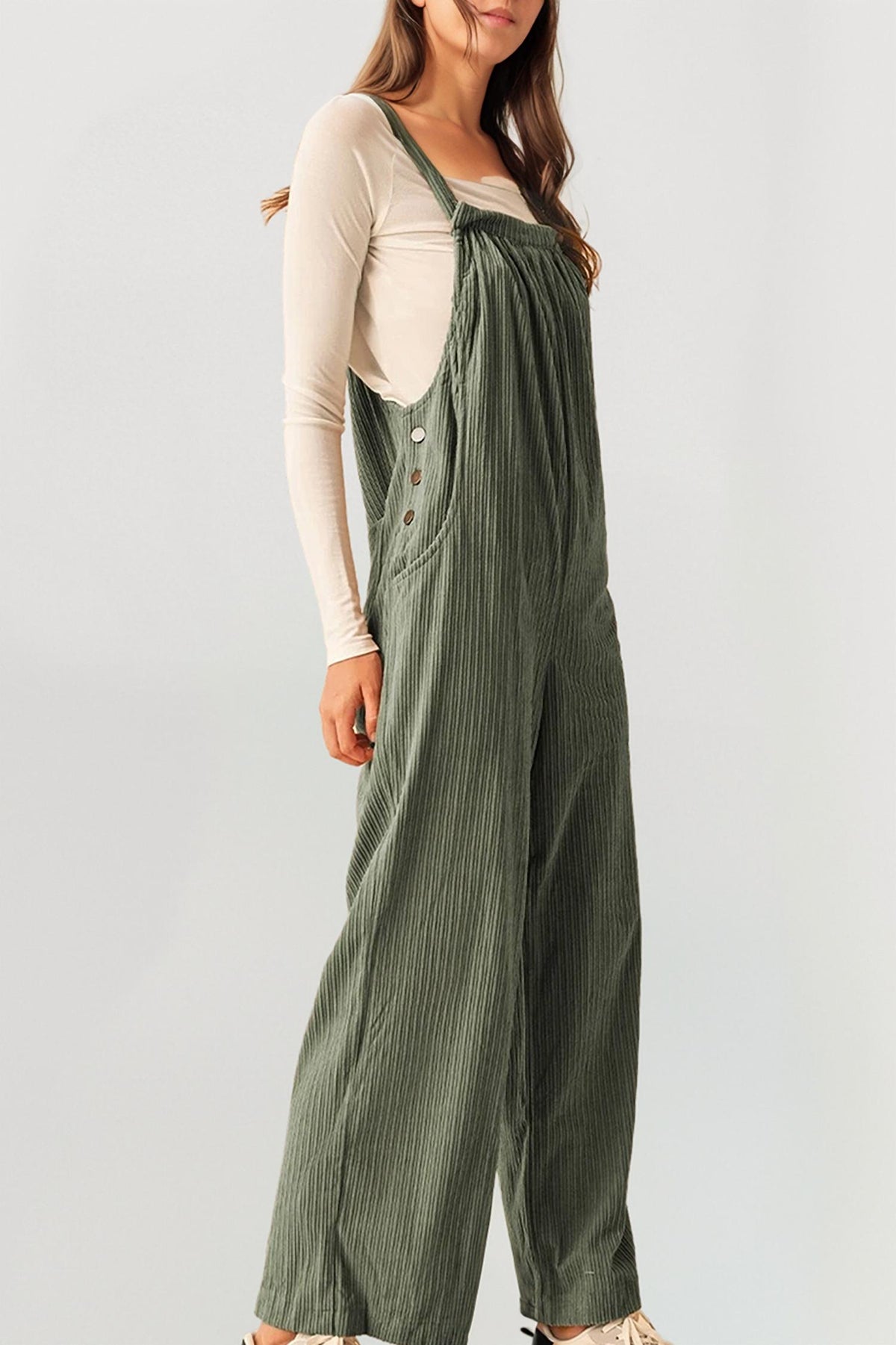 66Disco - Corduroy Pocketed Wide Leg Overall