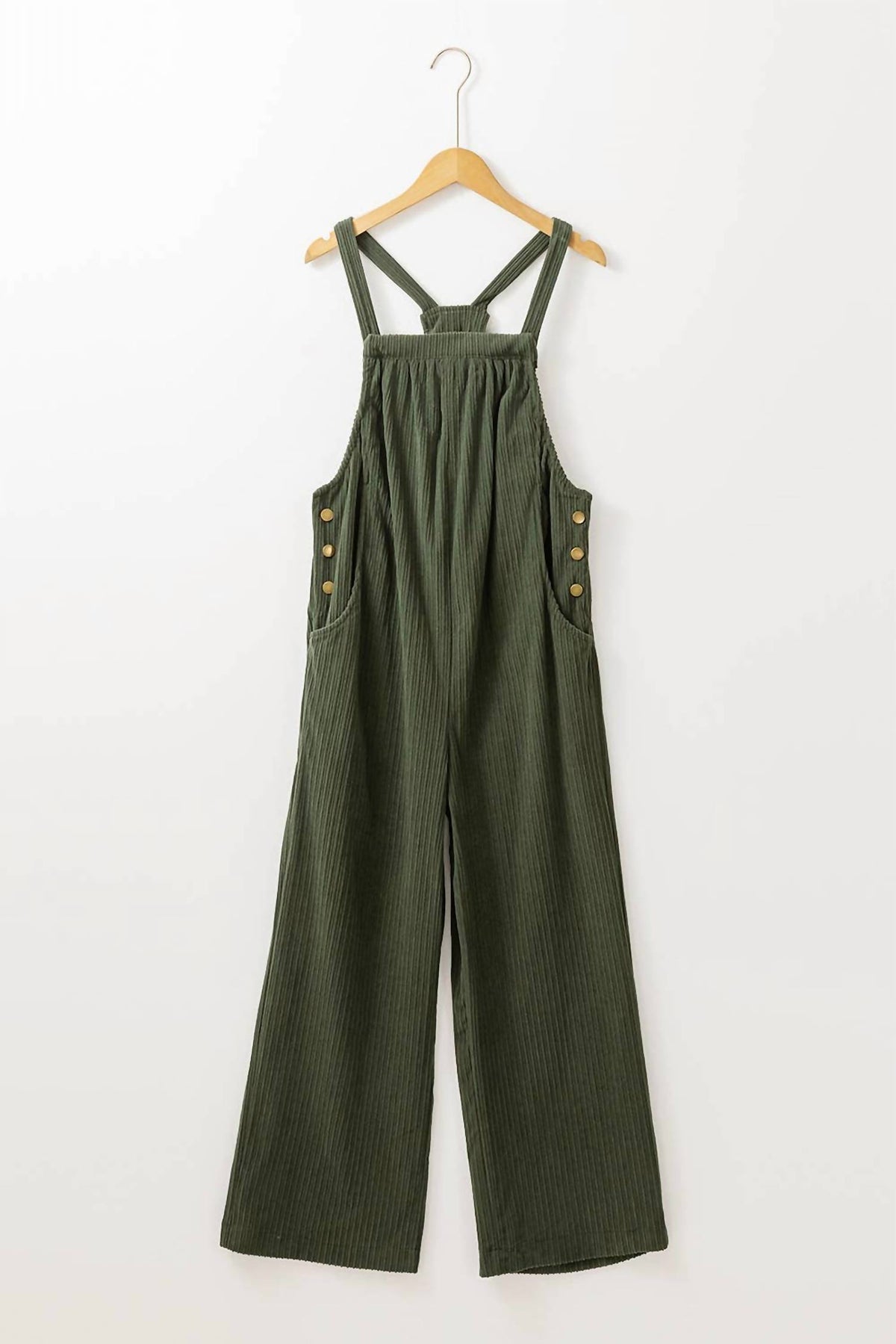 66Disco - Corduroy Pocketed Wide Leg Overall