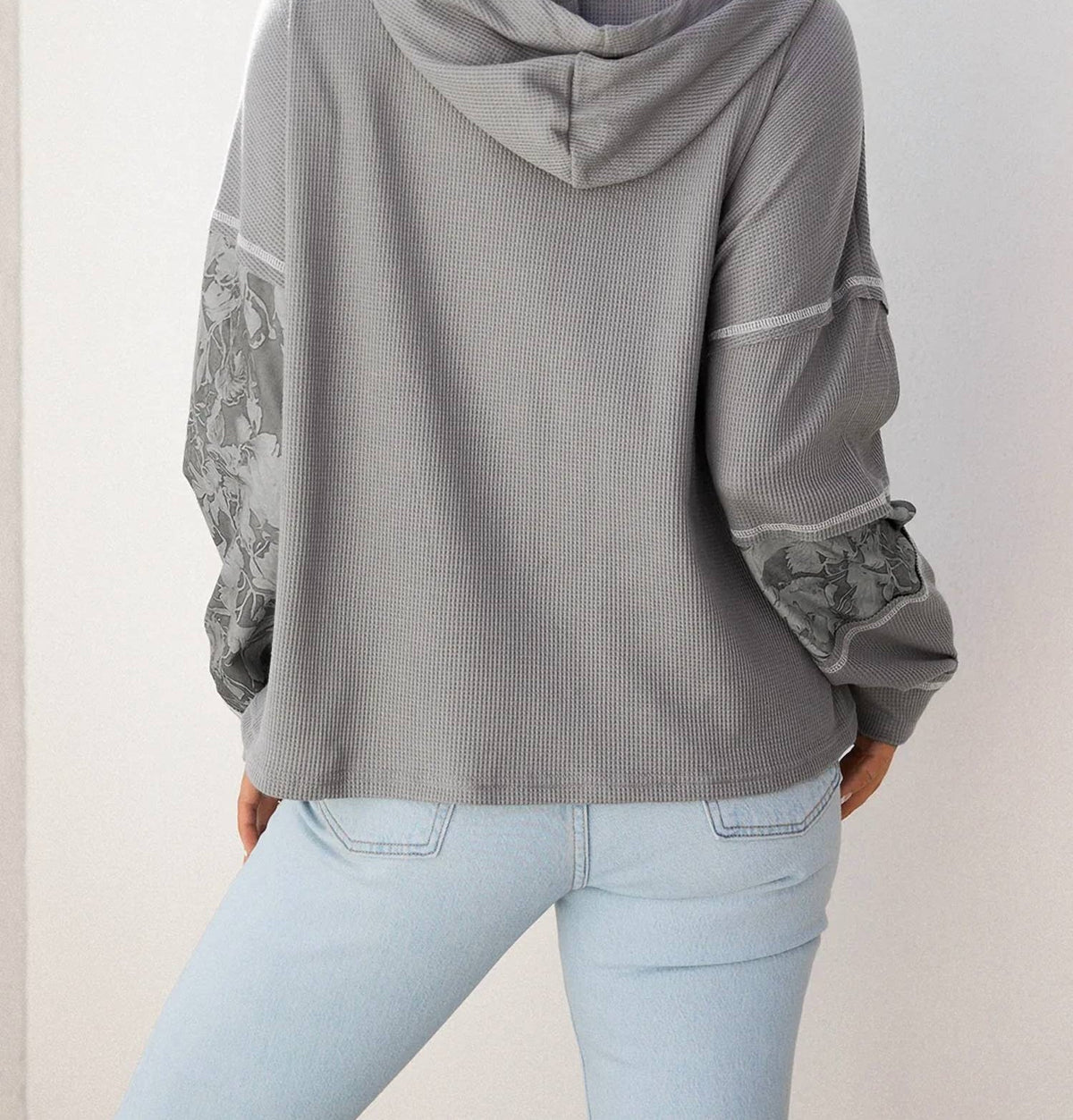 66Disco - Waffle Patchwork Hooded Top
