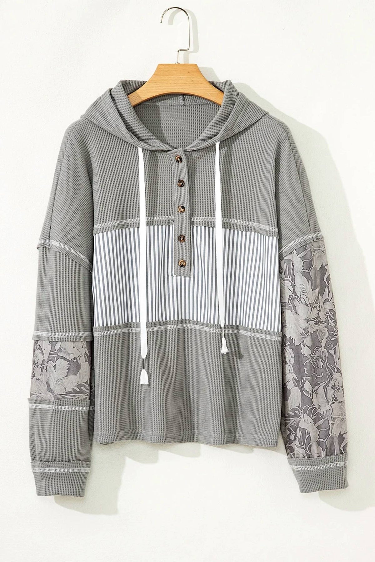66Disco - Waffle Patchwork Hooded Top
