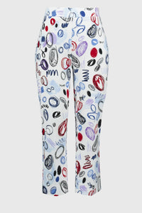 Joseph Ribkoff Millennium Abstract Print Crop Pants in vanilla multi - women's pants