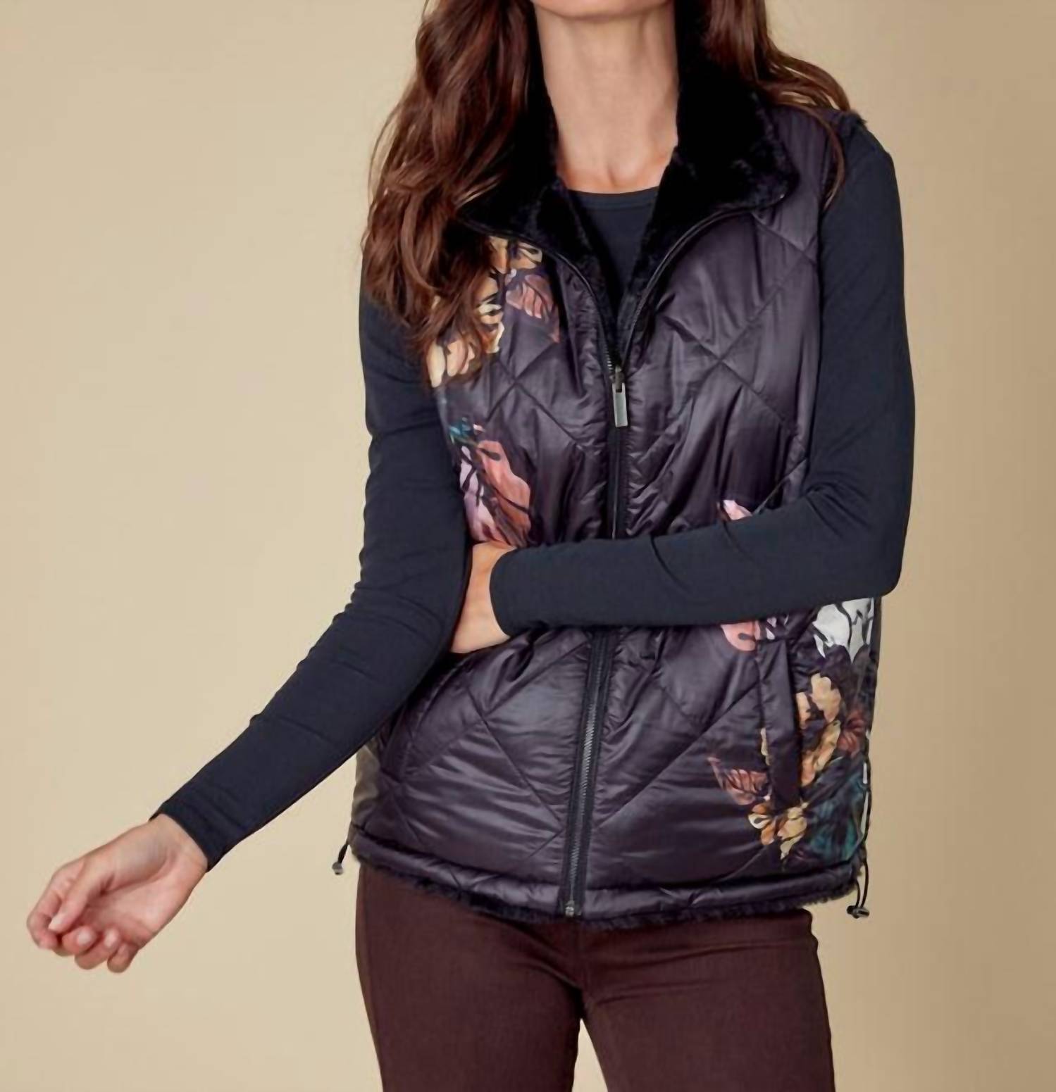 Charlie B - Printed Reversible Faux Fur Vest
