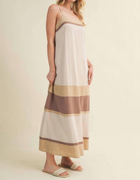 Mustard Seed Color Blocked Maxi Dress in taupe multi - women's dress - alternate view