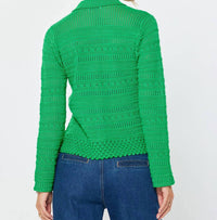 Current Air - Open Knit Long Sleeve Sweater Cardigan Top