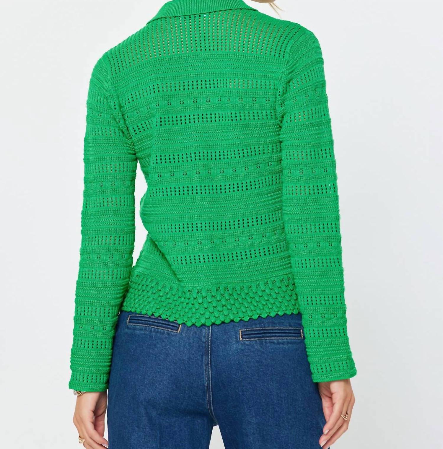 Current Air - Open Knit Long Sleeve Sweater Cardigan Top