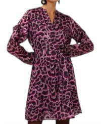 ESQUALO Feather Flow Mini Dress in fuchsia - women's dress