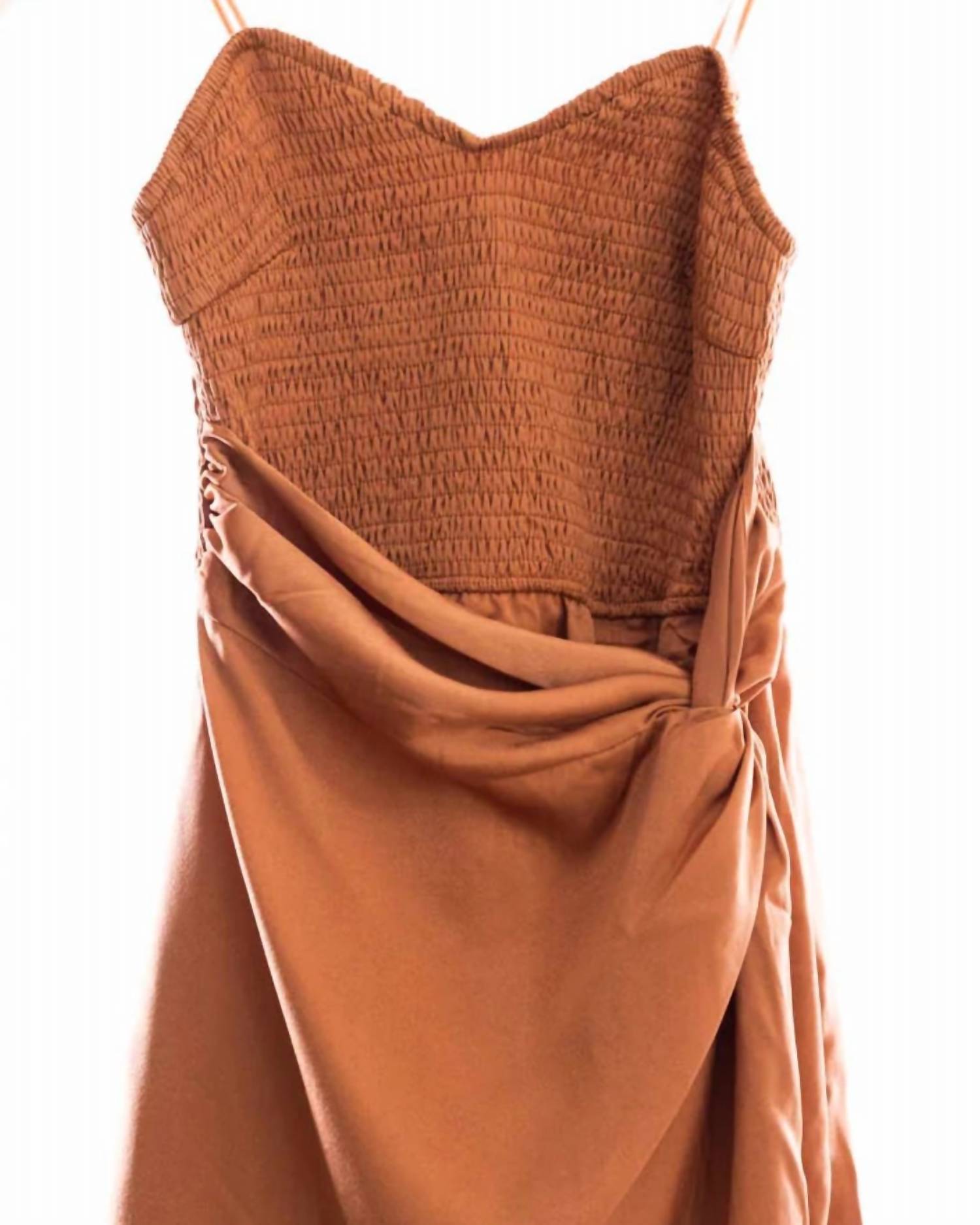Mustard Seed - Women's Wooven Twisted Front Smocked Tube Dress