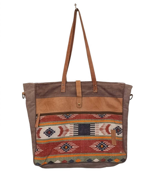 American Darling - Women's Leather & Canvas Large Tote Bag