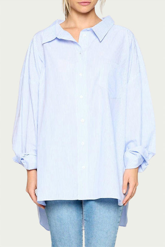 STRIPED BOYFRIEND COTTON-POPLIN SHIRT