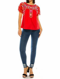 Unik Embroidered Mexican Lace Sleeve Blouse - women's blouse - alternate view