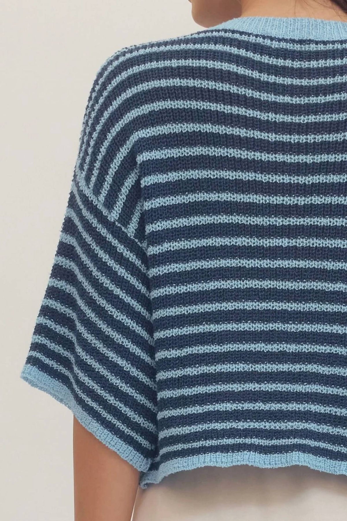 Entro - Elizabeth Short Sleeve Striped Cardigan