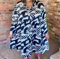 Umgee - Satin Animal Print Midi Dress