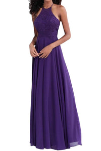 Jovani - Embroidered Halter Neck A-line Dress