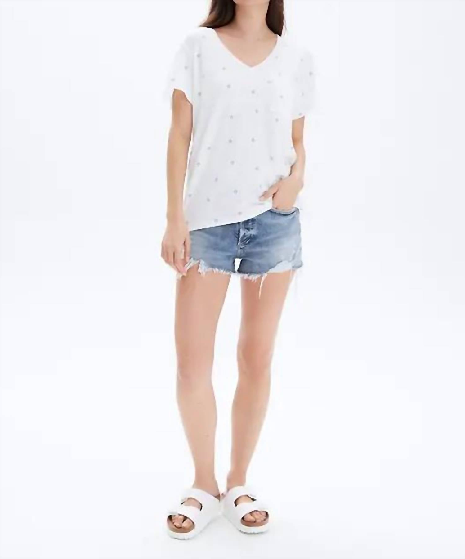 Chrldr - All Over Stars V-neck Wide T-shirt