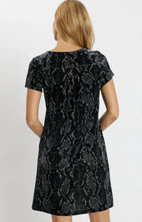 JUDE CONNALLY Ella Dress in black snakeskin - women's dress - alternate view