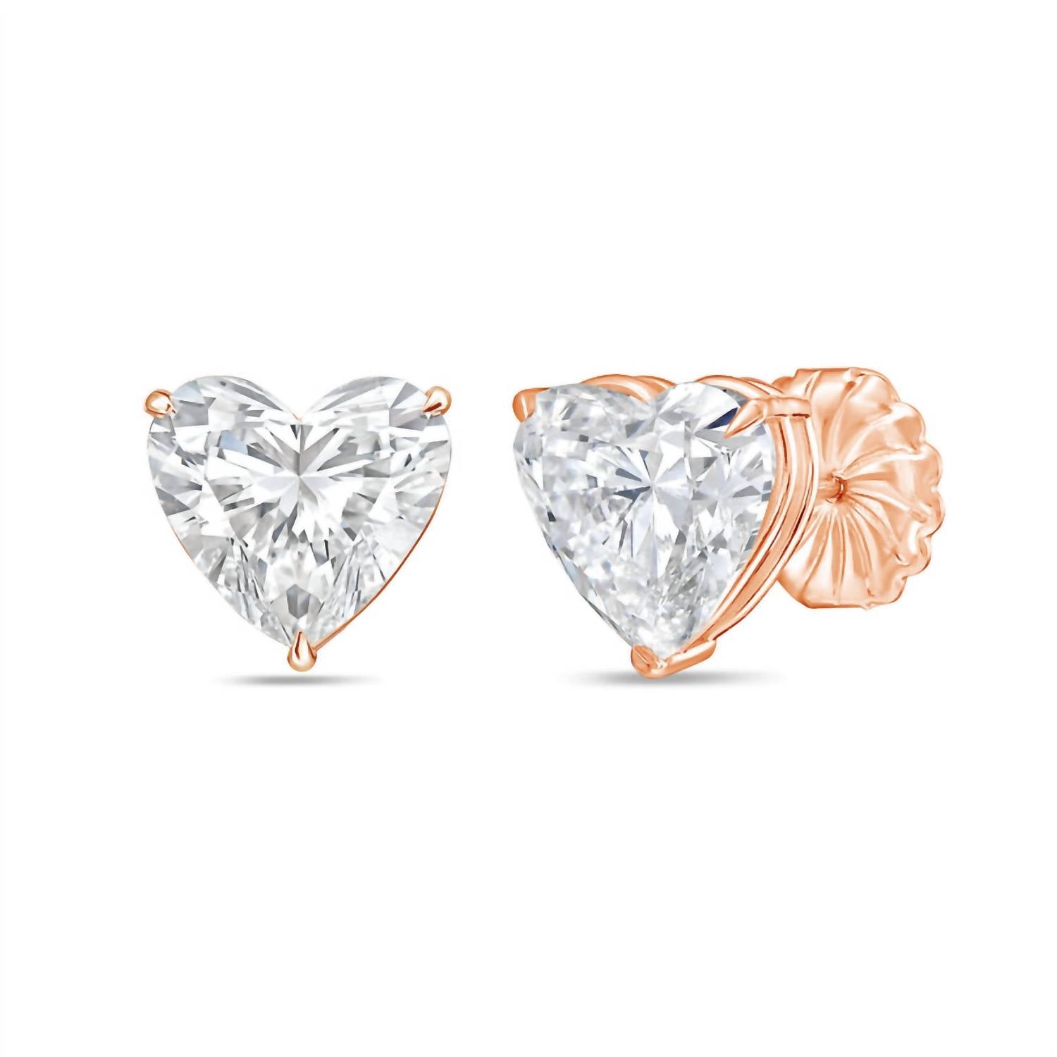 Diana M Jewels - Women's Heart Lab-grown Diamond Stud Earrings (7.00 Tcw) - Elegant